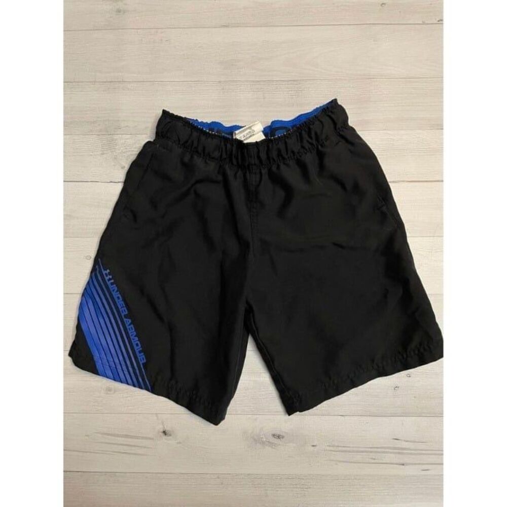 under armour boys swim shorts black‎ blue youth small